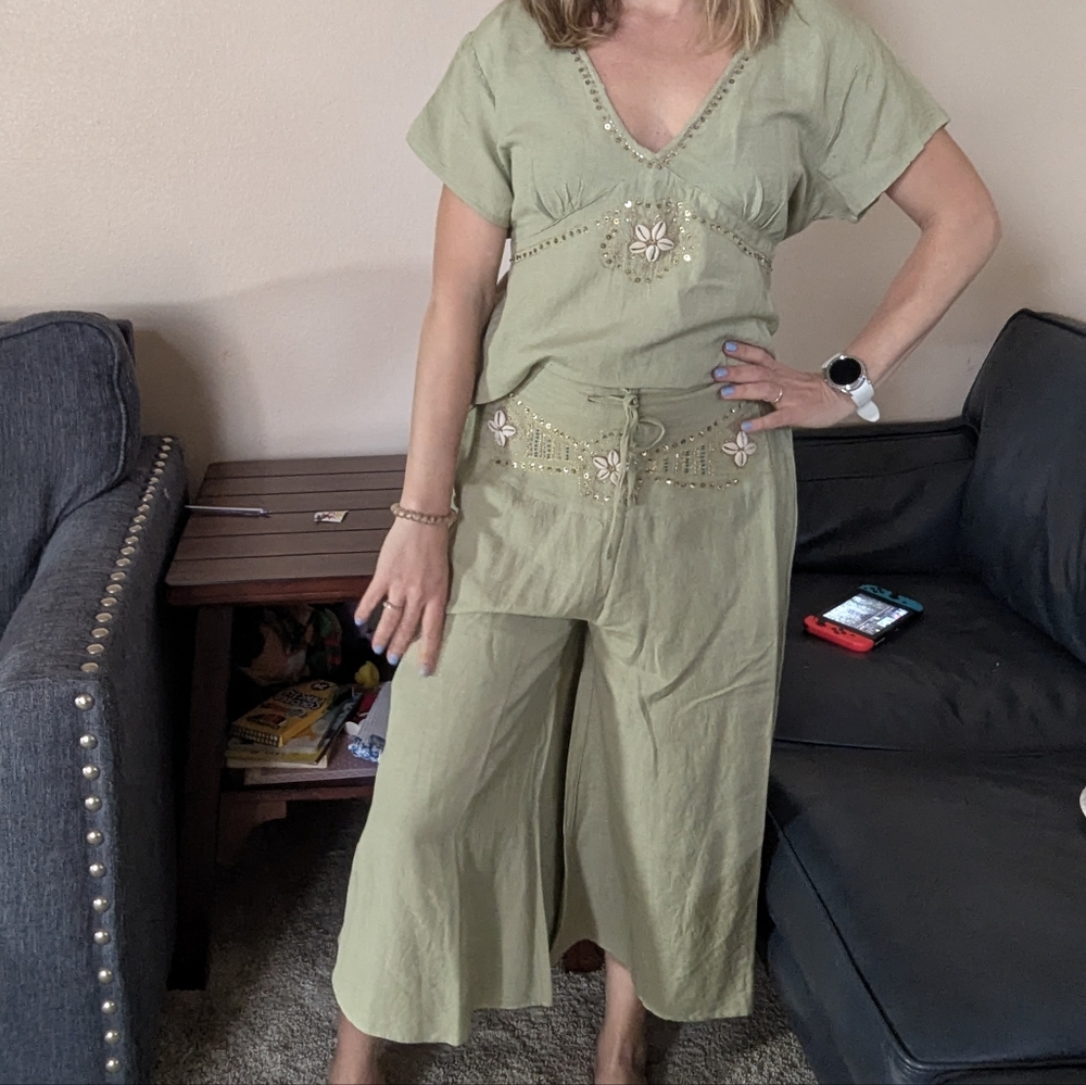 NWT Cotton/Rayon/Linen 2 Piece Set Made In India Would Fit Best Size M - Picture 14 of 14